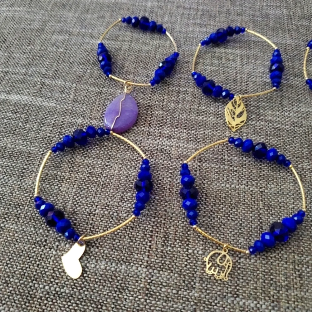 Set of 7 beaded bracelets indigo blue by MX Glamour